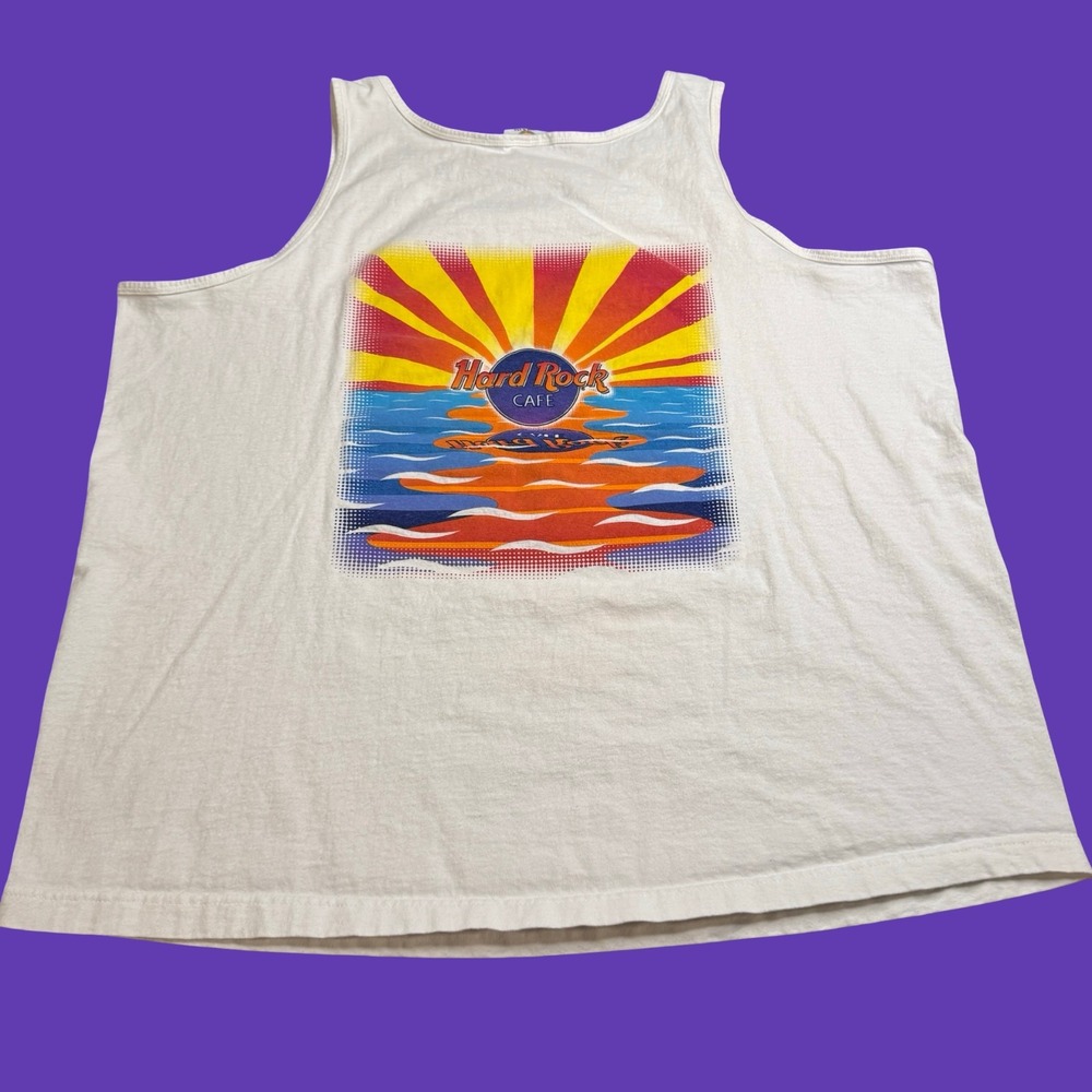 Hard Rock Cafe Orlando Mens XL White Tank Top USA Tourist Beach Vintage